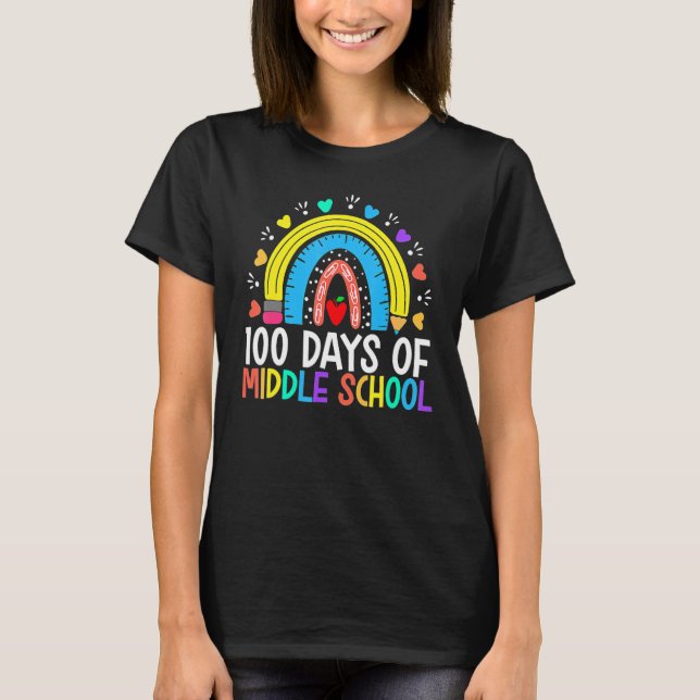 Camiseta 100 Days Of Middle School Happy 100th Day Rainbow  (Frente)