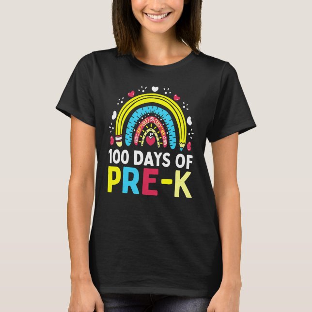 Camiseta 100 Days Of Pre K Happy 100th Day Of School Teache (Frente)