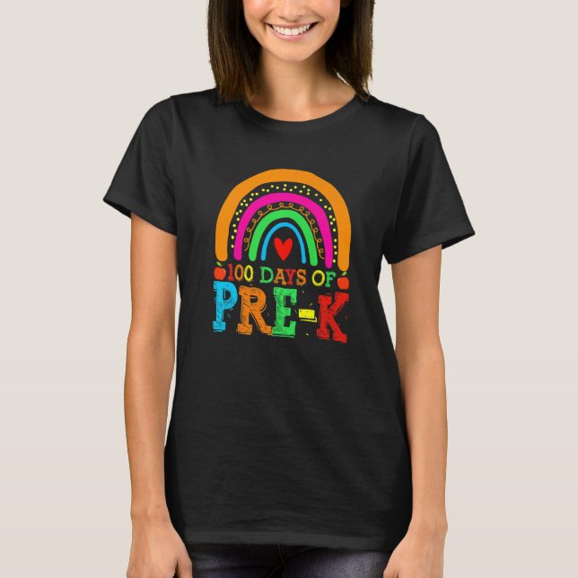 Camiseta 100 Days of Pre k Rainbow 100th Day of School (Frente)