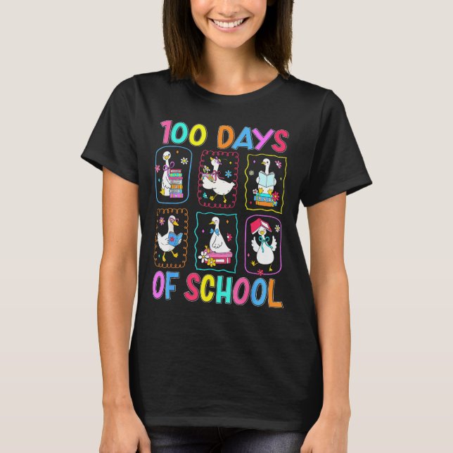Camiseta 100 Days Of School 100th Day Funny Goose Boys Girl (Frente)