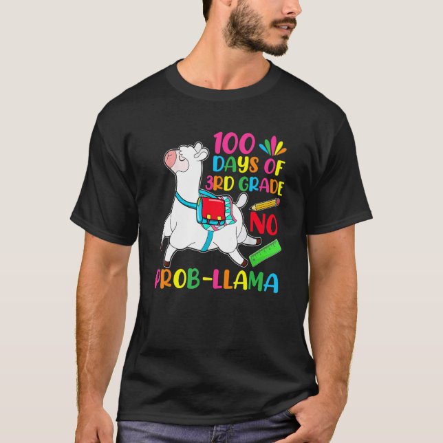 Camiseta 100 Days Of School 3rd Grade No Prob Llama Teacher (Frente)