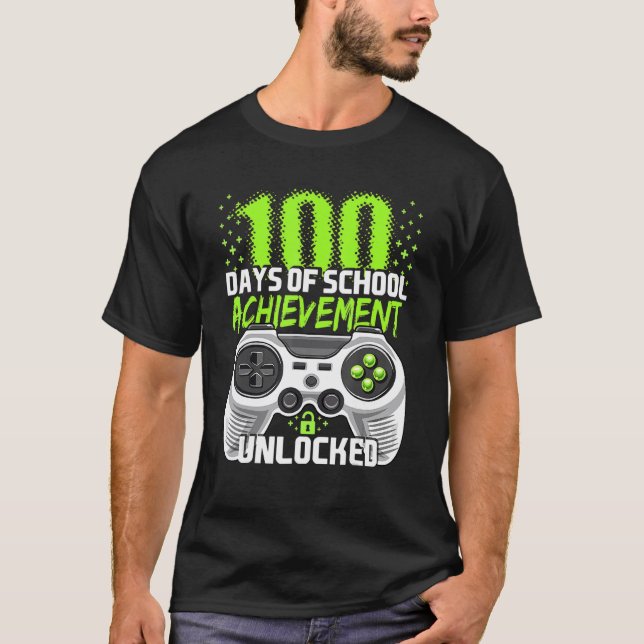 Camiseta 100 Days Of School Achievement Unlocked Video Game (Frente)