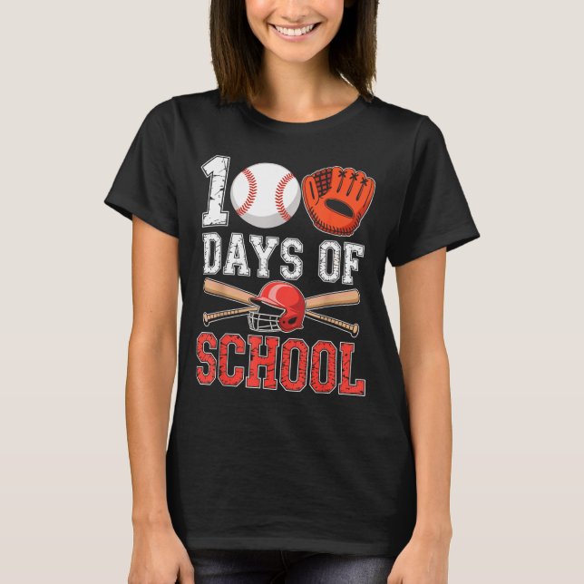 Camiseta 100 Days Of School Baseball Player Teacher Student (Frente)