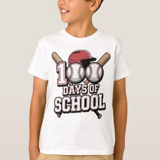 Camiseta 100 Days of School Baseball Sports Theme