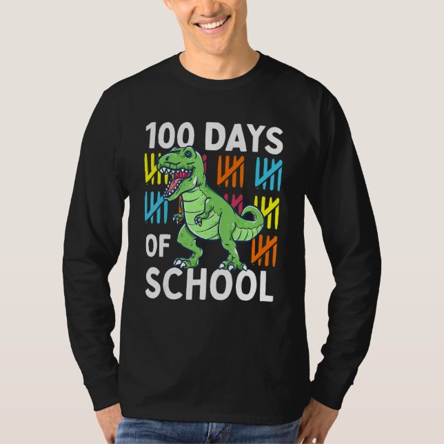 Camiseta 100 Days Of School Boys Dinosaur 100th Day Dino (Frente)