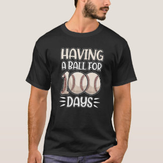 Camiseta 100 Days Of School Boys Shirt Having A Ball Baseba