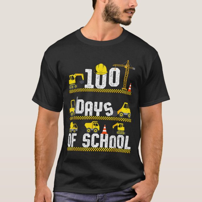 Camiseta 100 Days Of School Construction Truck 100th Day Bo (Frente)