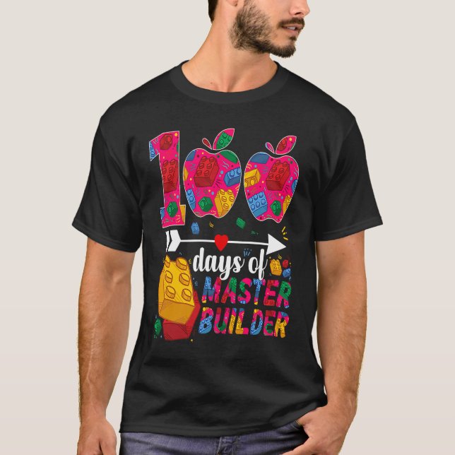 Camiseta 100 Days of School Cute Toy Build Bricks Teacher S (Frente)