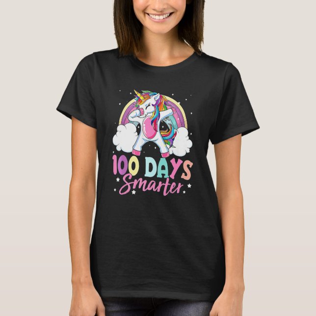 Camiseta 100 Days Of School  Dabbing Unicorn Girls Costume (Frente)