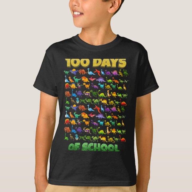 Camiseta 100 Days Of School Dinosaur 100 Days Smarter  (Frente)
