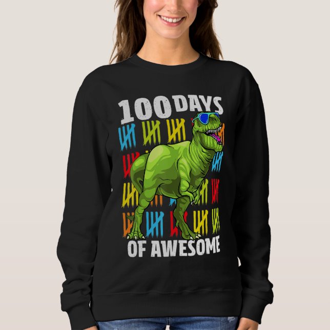 Camiseta 100 Days Of School Dinosaur Rex Dino Kids Boys 100 (Frente)
