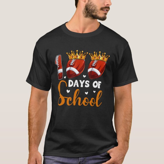 Camiseta 100 Days Of School Football 100th Day Boys Kids (Frente)
