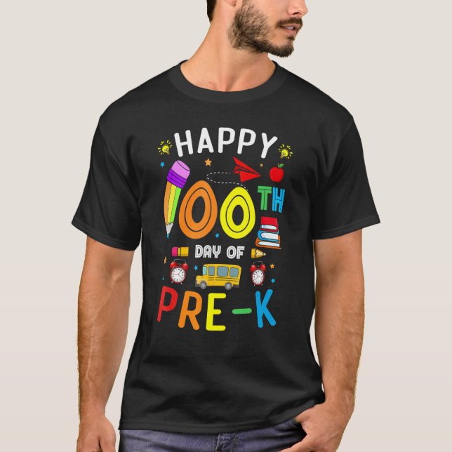 Camiseta 100 Days of School for Pre K Teacher Kids 100th Da (Frente)