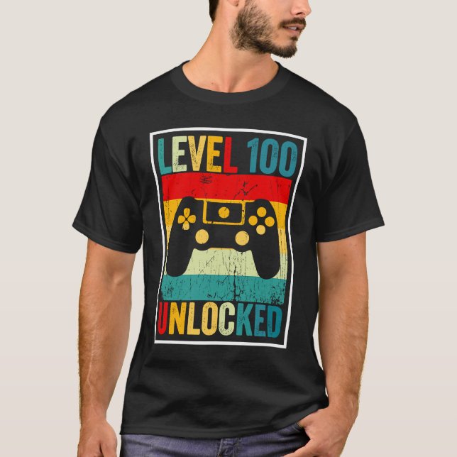 Camiseta 100 Days Of School Level Unlocked Gamer Video Game (Frente)