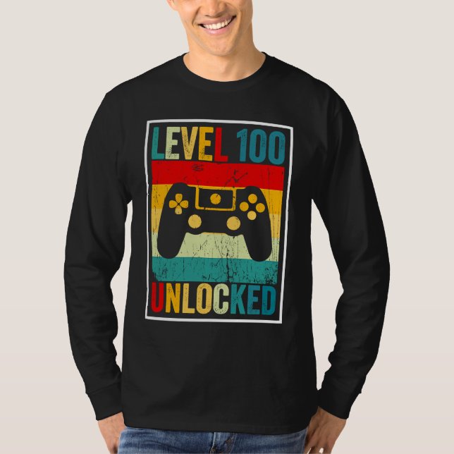 Camiseta 100 Days Of School Level Unlocked Gamer Video Game (Frente)