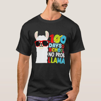 Camiseta 100 Days Of School No Probllama Llama Lover Studen
