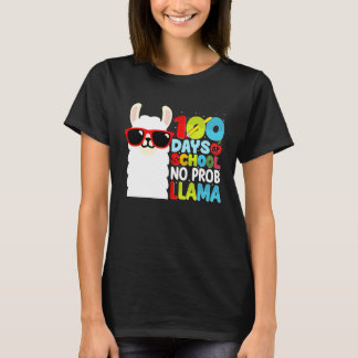 Camiseta 100 Days Of School No Probllama Llama Lover Studen