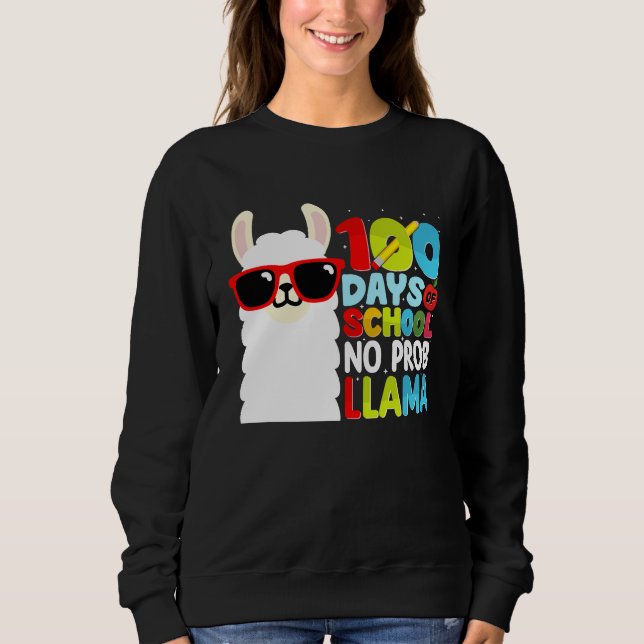 Camiseta 100 Days Of School No Probllama Llama Lover Studen (Frente)