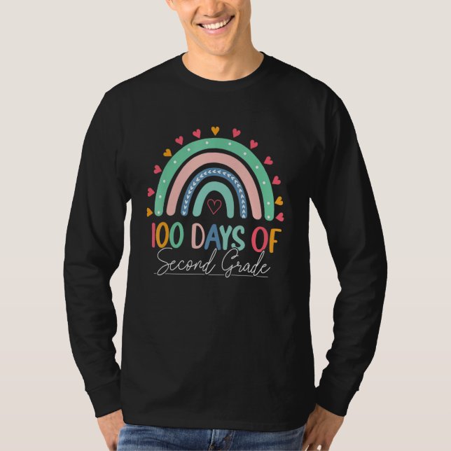 Camiseta 100 Days Of School Rainbow 100th Day Of Second Gra (Frente)