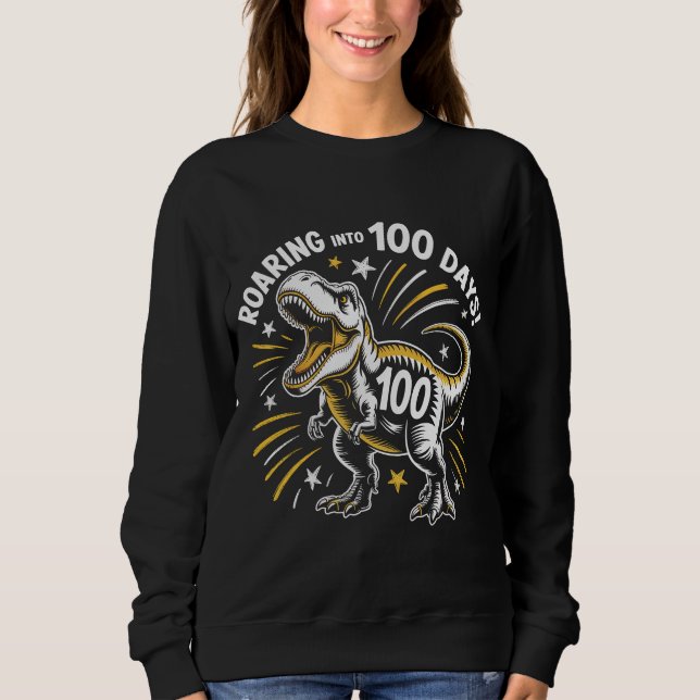 Camiseta 100 Days of School Retro Athletic Roaring T-Rex Di (Frente)