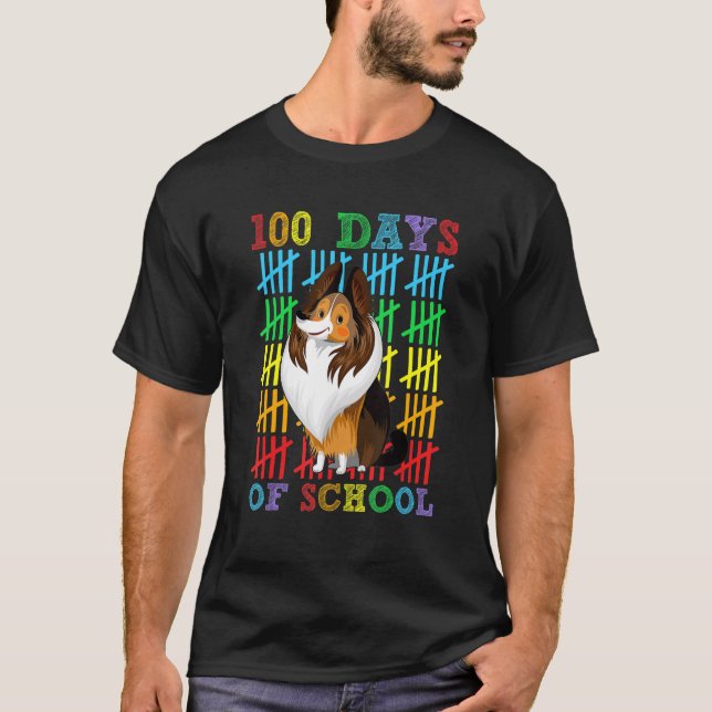Camiseta 100 Days of School Shetland Sheepdog Lover 100th D (Frente)