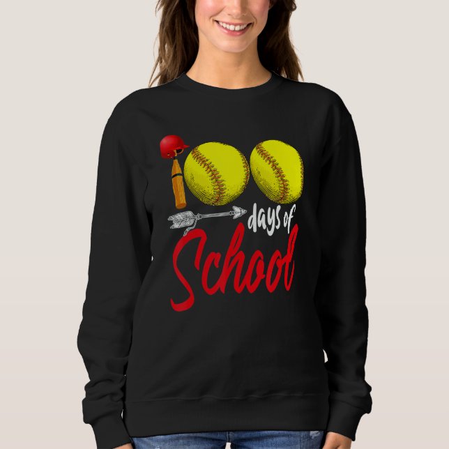 Camiseta 100 Days Of School Softball Teacher Kids 100th Day (Frente)