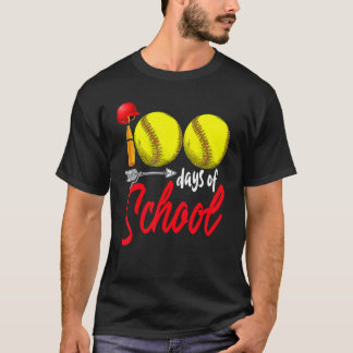 Camiseta 100 Days Of School Softball Teacher Kids 100th Day