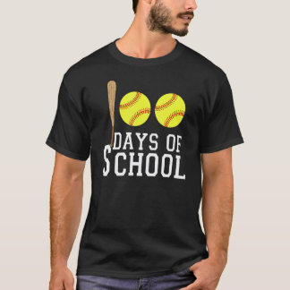 Camiseta 100 Days Of School Softball Teacher Or Student 1