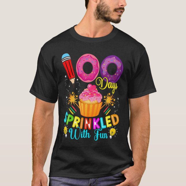 Camiseta 100 Days Of School Sprinkled With Fun Cute Cupcake (Frente)