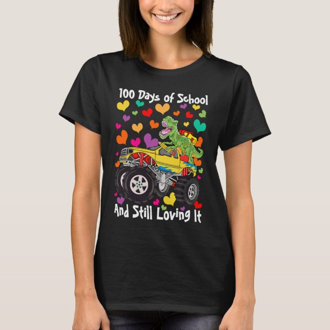 Camiseta 100 Days of School & Still Loving It Dinosaur Mons (Frente)