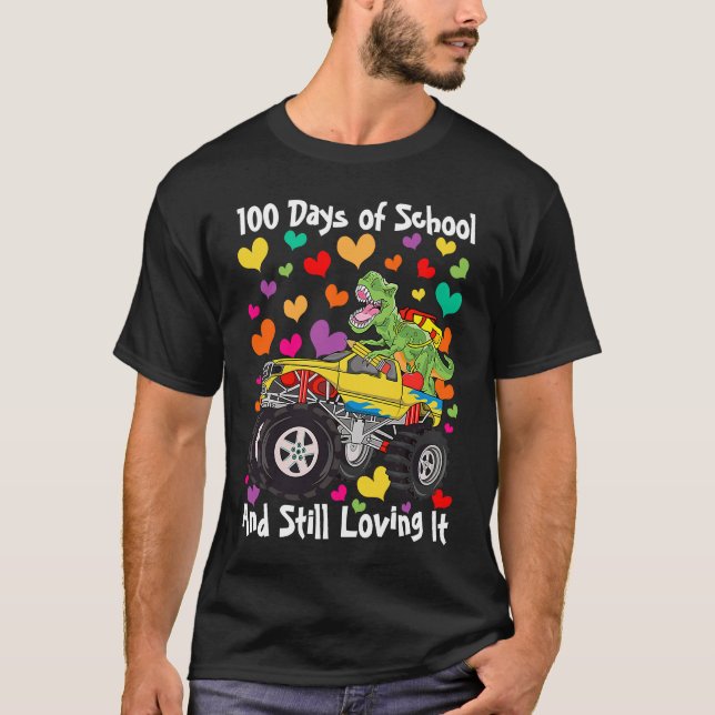 Camiseta 100 Days of School & Still Loving It Dinosaur Mons (Frente)