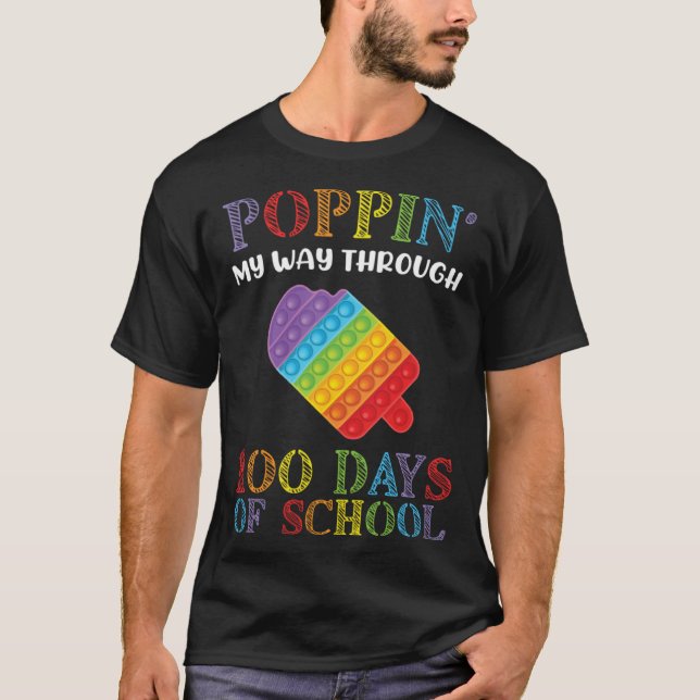 Camiseta 100 days of School Student Teacher Cute Poppin Ice (Frente)