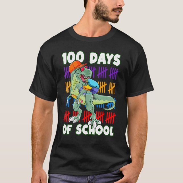 Camiseta 100 Days Of School Teacher Student Dinosaur Kid To (Frente)