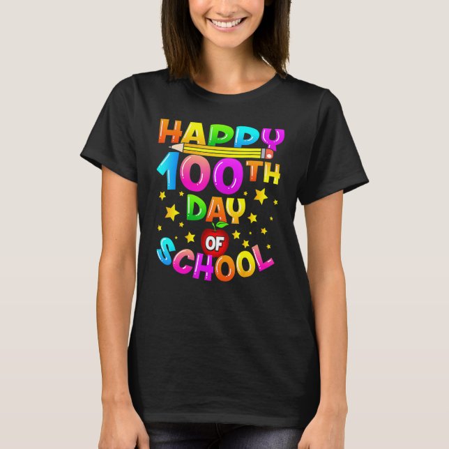 Camiseta 100 Days Of School Teacher Student Happy 100th Day (Frente)