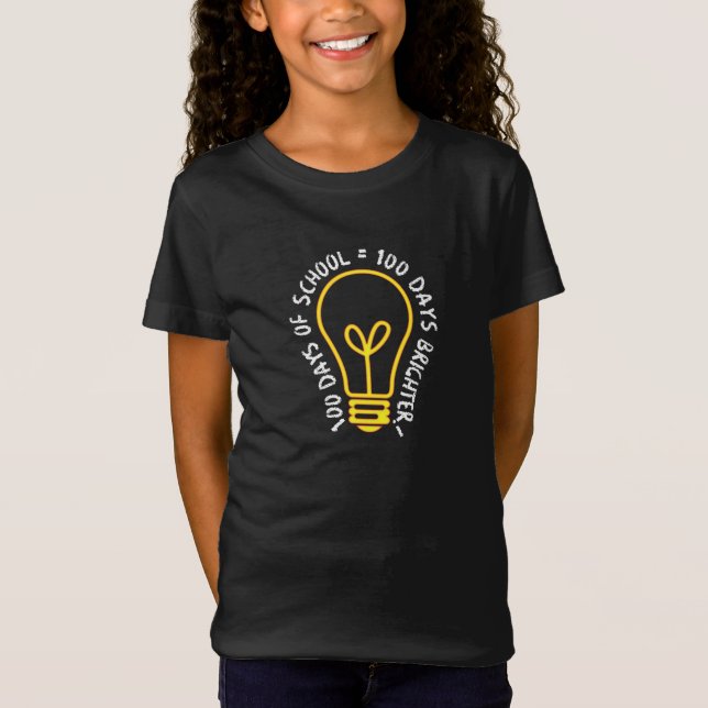 Camiseta 100 Days Of School Teachers Kids Lightbulb Idea (Frente)