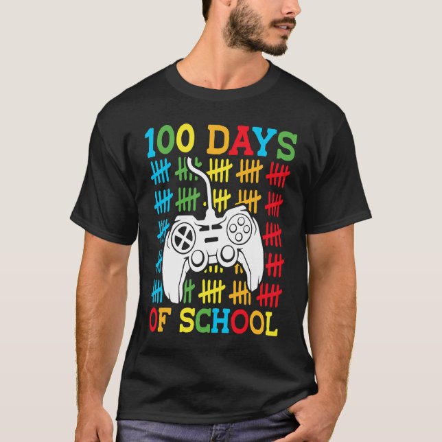 Camiseta 100 Days of School Video Games Controller Gaming K (Frente)