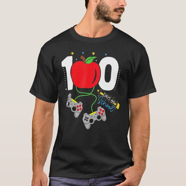 Camiseta 100 Days of School video games gaming apple teache (Frente)