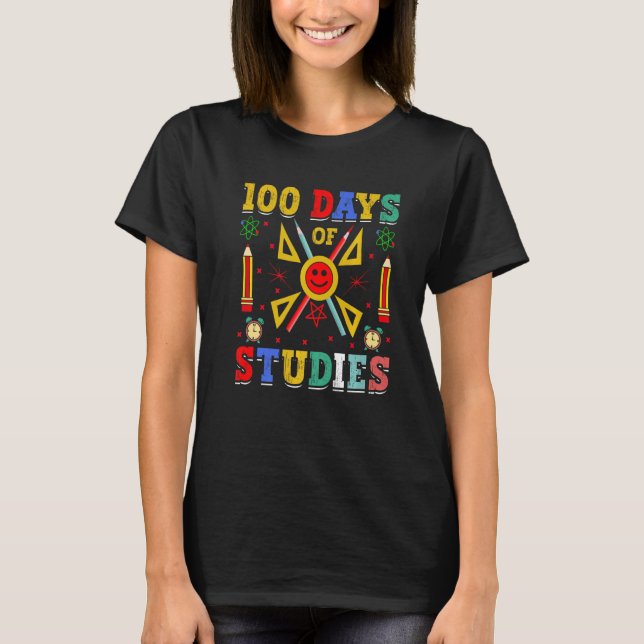 Camiseta 100 Days Of Studies School Kid Elementary Schooler (Frente)