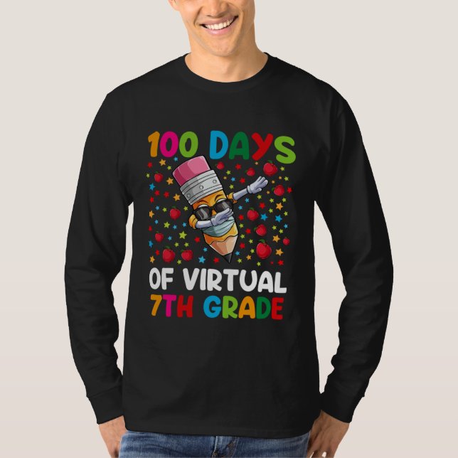 Camiseta 100 Days Of Virtual 7th Grade Teacher or Student B (Frente)