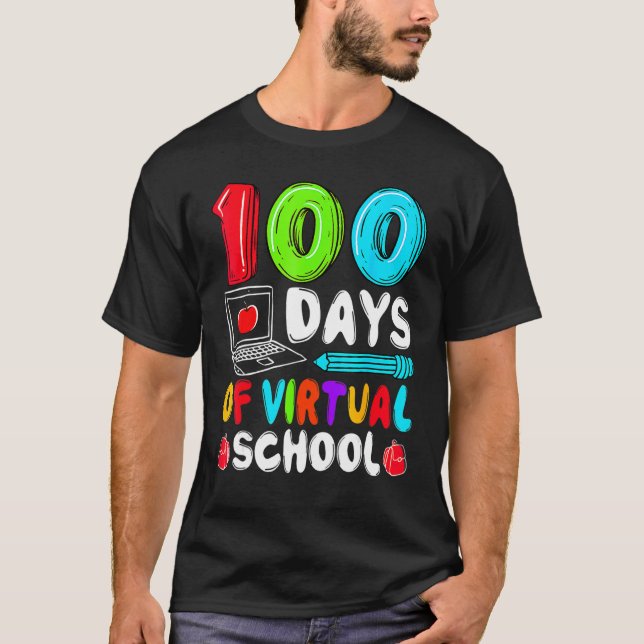Camiseta 100 Days Of Virtual School Funny 100th Day Of Scho (Frente)