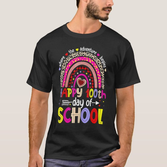 Camiseta 100 Days School Happy 100th Day Of School Rainbow  (Frente)