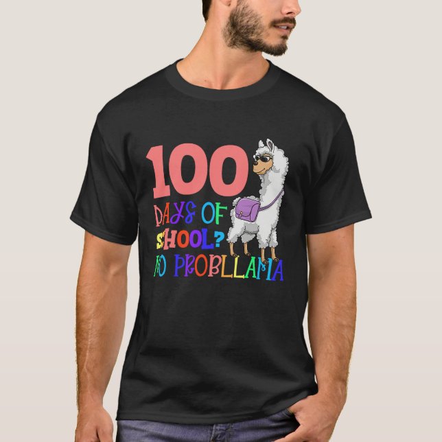 Camiseta 100 Days School No Sample Llama Teacher Or Student (Frente)