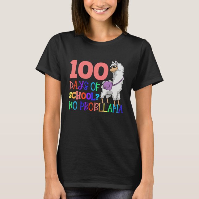 Camiseta 100 Days School No Sample Llama Teacher Or Student (Frente)