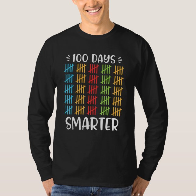 Camiseta 100 Days Smarter  100th Day Of School Counting (Frente)