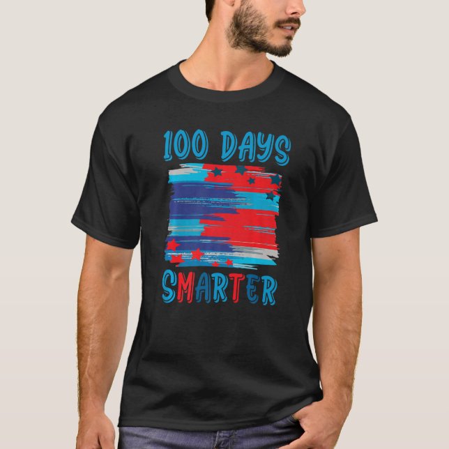 Camiseta 100 Days Smarter American US Flag Happy 100th Day  (Frente)