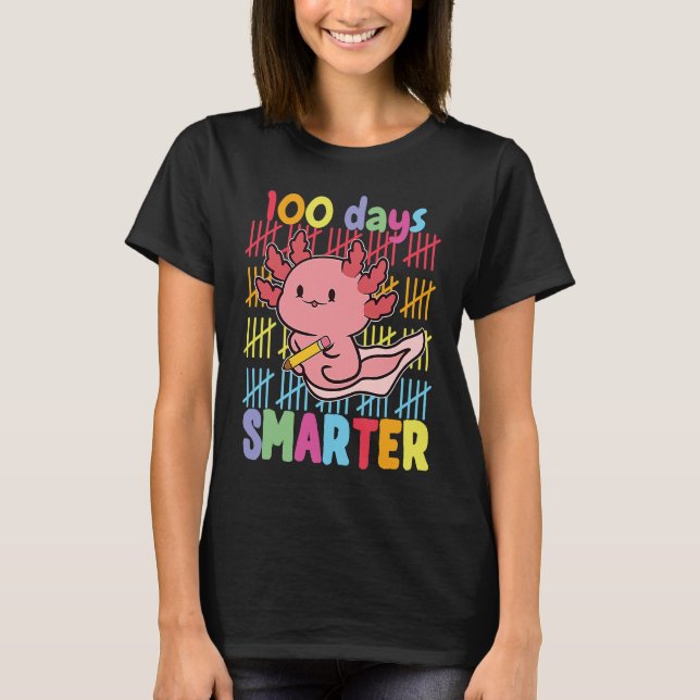 Camiseta 100 Days Smarter Axolotl 100th Day Of School Girls (Frente)
