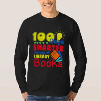 Camiseta 100 Days Smarter Because of Library Books Kids Tea