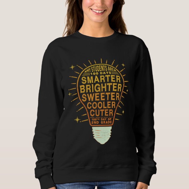 Camiseta 100 Days Smarter Brighter Of School 2nd Second Gra (Frente)