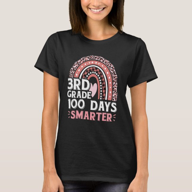 Camiseta 100 Days Smarter Cute 100th Day Of 3rd Grade Rainb (Frente)