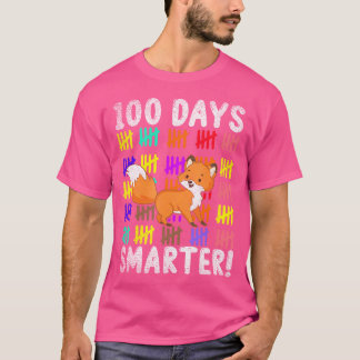 Camiseta 100 Days Smarter Cute Animal Fox 100 Days Of Schoo